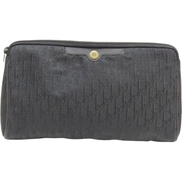 (L1) Authentic Christian Dior Clutch Bag Black PVC Luxury Vintage Designer Handb - Picture 1 of 9